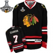 Reebok EDGE Brent Seabrook Chicago Blackhawks Authentic With Stanley Cup Champions Jersey - Black