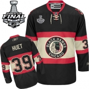 Reebok EDGE Cristobal Huet Chicago Blackhawks Authentic New Third With Stanley Cup Finals Jersey - Black