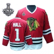 CCM Glean Hall Chicago Blackhawks Throwback Authentic With Stanley Cup Finals Jersey - Red