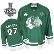 Reebok EDGE Jeremy Morin Chicago Blackhawks Authentic St Patty's Day With Stanley Cup Finals Jersey - Green