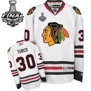 Reebok EDGE Marty Turco Chicago Blackhawks Authentic With Stanley Cup Finals Jersey - White