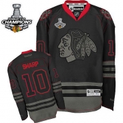 Reebok EDGE Patrick Sharp Chicago Blackhawks Authentic With Stanley Cup Champions Jersey - Black Ice