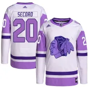 Adidas Al Secord Chicago Blackhawks Men's Authentic Hockey Fights Cancer Primegreen Jersey - White/Purple