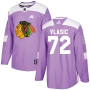 Adidas Alex Vlasic Chicago Blackhawks Youth Authentic Fights Cancer Practice Jersey - Purple