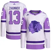Adidas Alex Zhamnov Chicago Blackhawks Men's Authentic Hockey Fights Cancer Primegreen Jersey - White/Purple