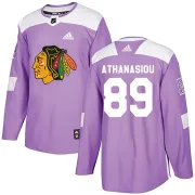 Adidas Andreas Athanasiou Chicago Blackhawks Men's Authentic Fights Cancer Practice Jersey - Purple