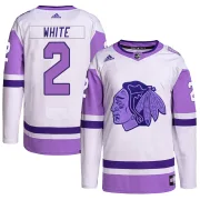 Adidas Bill White Chicago Blackhawks Men's Authentic Hockey Fights Cancer Primegreen Jersey - White/Purple