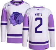 Adidas Bill White Chicago Blackhawks Youth Authentic Hockey Fights Cancer Jersey - White