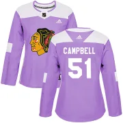 Adidas Brian Campbell Chicago Blackhawks Women's Authentic Fights Cancer Practice Jersey - Purple