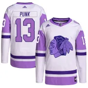 Adidas CM Punk Chicago Blackhawks Men's Authentic Hockey Fights Cancer Primegreen Jersey - White/Purple