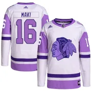 Adidas Chico Maki Chicago Blackhawks Men's Authentic Hockey Fights Cancer Primegreen Jersey - White/Purple