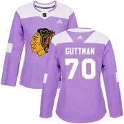 Adidas Cole Guttman Chicago Blackhawks Women's Authentic Fights Cancer Practice Jersey - Purple
