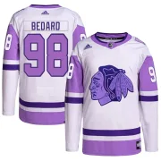Adidas Connor Bedard Chicago Blackhawks Men's Authentic Hockey Fights Cancer Primegreen Jersey - White/Purple