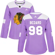 Adidas Connor Bedard Chicago Blackhawks Women's Authentic Fights Cancer Practice Jersey - Purple