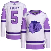 Adidas Connor Murphy Chicago Blackhawks Men's Authentic Hockey Fights Cancer Primegreen Jersey - White/Purple