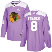 Adidas Curt Fraser Chicago Blackhawks Youth Authentic Fights Cancer Practice Jersey - Purple