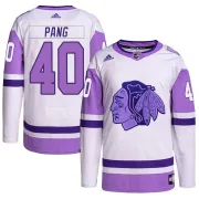 Adidas Darren Pang Chicago Blackhawks Men's Authentic Hockey Fights Cancer Primegreen Jersey - White/Purple