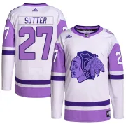 Adidas Darryl Sutter Chicago Blackhawks Men's Authentic Hockey Fights Cancer Primegreen Jersey - White/Purple