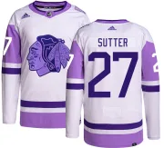 Adidas Darryl Sutter Chicago Blackhawks Youth Authentic Hockey Fights Cancer Jersey