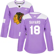 Adidas Denis Savard Chicago Blackhawks Women's Authentic Fights Cancer Practice Jersey - Purple