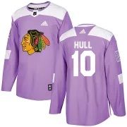 Adidas Dennis Hull Chicago Blackhawks Men's Authentic Fights Cancer Practice Jersey - Purple
