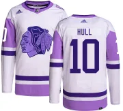 Adidas Dennis Hull Chicago Blackhawks Youth Authentic Hockey Fights Cancer Jersey