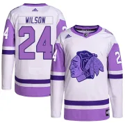 Adidas Doug Wilson Chicago Blackhawks Men's Authentic Hockey Fights Cancer Primegreen Jersey - White/Purple