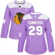 Adidas Drew Commesso Chicago Blackhawks Women's Authentic Fights Cancer Practice Jersey - Purple