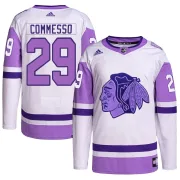 Adidas Drew Commesso Chicago Blackhawks Youth Authentic Hockey Fights Cancer Primegreen Jersey - White/Purple