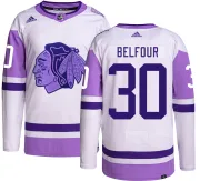 Adidas ED Belfour Chicago Blackhawks Youth Authentic Hockey Fights Cancer Jersey