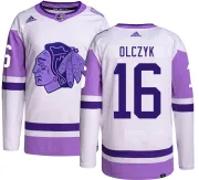 Adidas Ed Olczyk Chicago Blackhawks Men's Authentic Hockey Fights Cancer Jersey