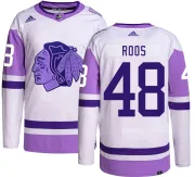 Adidas Filip Roos Chicago Blackhawks Men's Authentic Hockey Fights Cancer Jersey