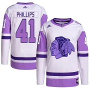 Adidas Isaak Phillips Chicago Blackhawks Men's Authentic Hockey Fights Cancer Primegreen Jersey - White/Purple