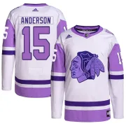 Adidas Joey Anderson Chicago Blackhawks Men's Authentic Hockey Fights Cancer Primegreen Jersey - White/Purple
