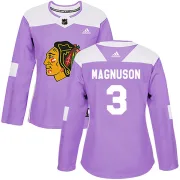 Adidas Keith Magnuson Chicago Blackhawks Women's Authentic Fights Cancer Practice Jersey - Purple