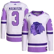 Adidas Keith Magnuson Chicago Blackhawks Youth Authentic Hockey Fights Cancer Primegreen Jersey - White/Purple