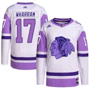 Adidas Kenny Wharram Chicago Blackhawks Men's Authentic Hockey Fights Cancer Primegreen Jersey - White/Purple