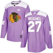 Adidas Lukas Reichel Chicago Blackhawks Youth Authentic Fights Cancer Practice Jersey - Purple