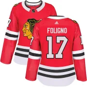 Adidas Nick Foligno Chicago Blackhawks Women's Authentic Home Jersey - Red