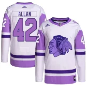 Adidas Nolan Allan Chicago Blackhawks Men's Authentic Hockey Fights Cancer Primegreen Jersey - White/Purple