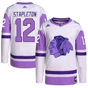 Adidas Pat Stapleton Chicago Blackhawks Men's Authentic Hockey Fights Cancer Primegreen Jersey - White/Purple
