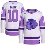 Adidas Patrick Sharp Chicago Blackhawks Men's Authentic Hockey Fights Cancer Primegreen Jersey - White/Purple
