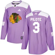 Adidas Pierre Pilote Chicago Blackhawks Youth Authentic Fights Cancer Practice Jersey - Purple