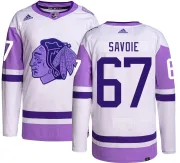 Adidas Samuel Savoie Chicago Blackhawks Men's Authentic Hockey Fights Cancer Jersey