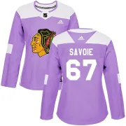 Adidas Samuel Savoie Chicago Blackhawks Women's Authentic Fights Cancer Practice Jersey - Purple