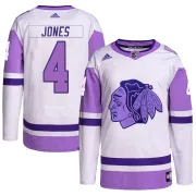 Adidas Seth Jones Chicago Blackhawks Men's Authentic Hockey Fights Cancer Primegreen Jersey - White/Purple