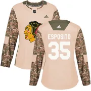 Adidas Tony Esposito Chicago Blackhawks Women's Authentic Veterans Day Practice Jersey - Camo