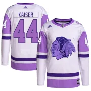 Adidas Wyatt Kaiser Chicago Blackhawks Youth Authentic Hockey Fights Cancer Primegreen Jersey - White/Purple