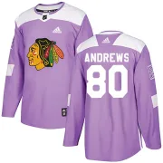 Adidas Zach Andrews Chicago Blackhawks Youth Authentic Fights Cancer Practice Jersey - Purple