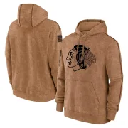 Chicago Blackhawks Youth 2023 Salute to Service Club Pullover Hoodie - Brown